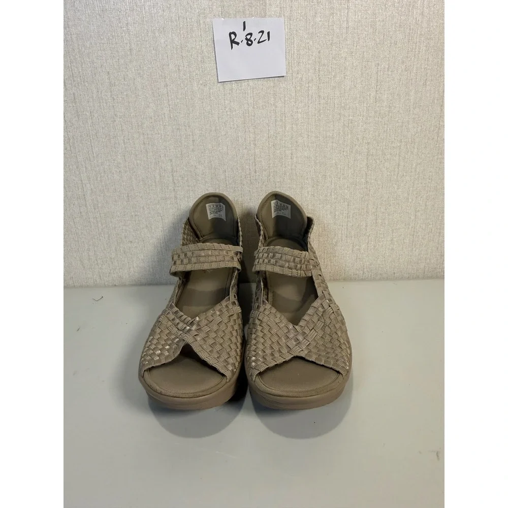 Skechers Parallel Silver Linings Taupe Woven Wedge Sandals 38522 Womens 9